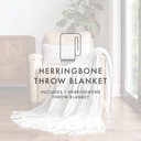 Gray Throw Blanket Herringbone with Fringed Edges