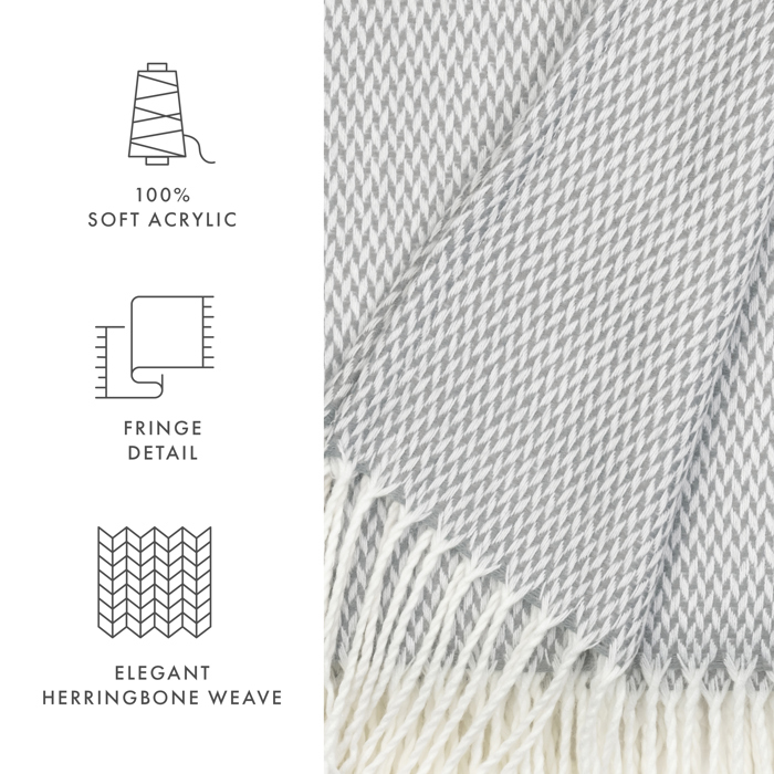 Throw Blanket Herringbone with Fringed Edges