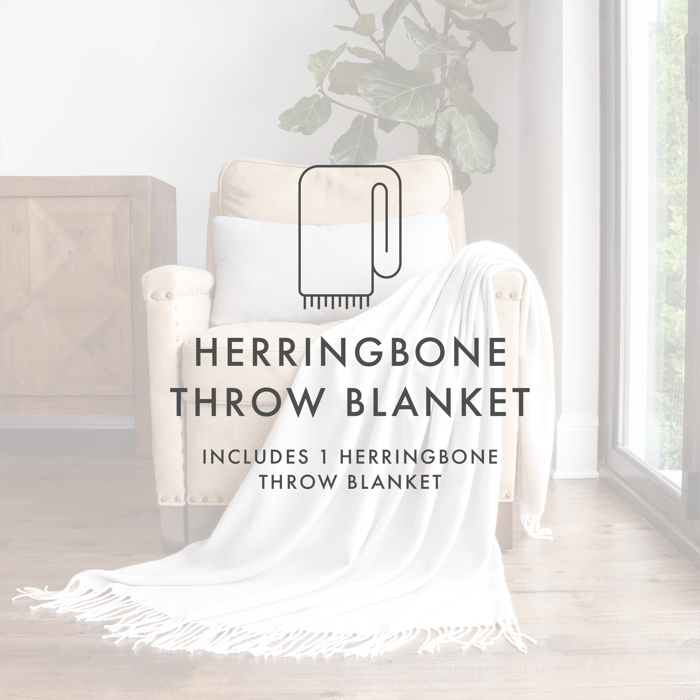 Throw Blanket Herringbone with Fringed Edges