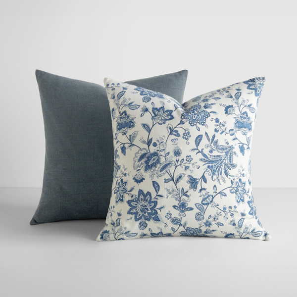 2-Pack Cotton Slub Decor Throw Pillows - Jacobean Navy