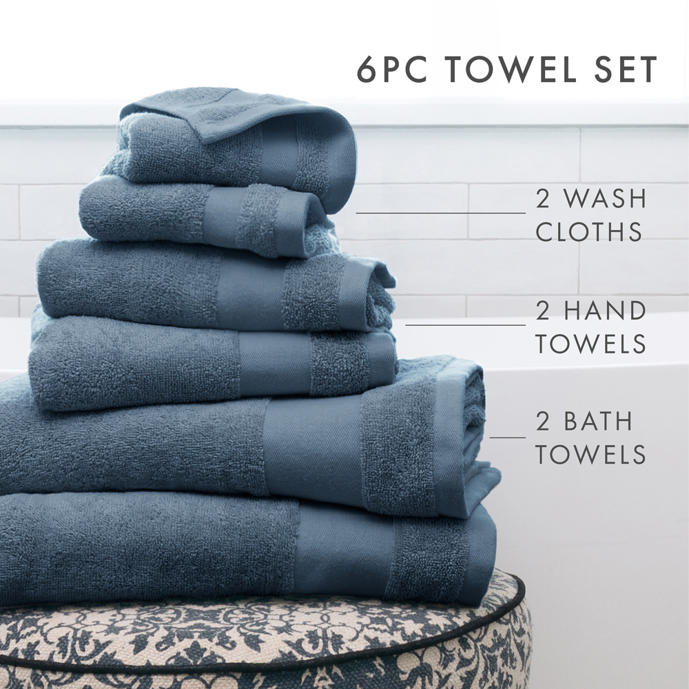 Hotel-Quality 6 Piece Bath Towel Set - 100% Ring Spun Cotton, Ultra Plush, Absorbent