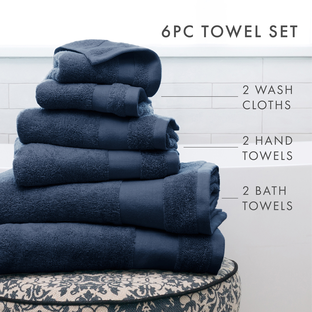 Hotel-Quality 6 Piece Bath Towel Set - 100% Ring Spun Cotton, Ultra Plush, Absorbent