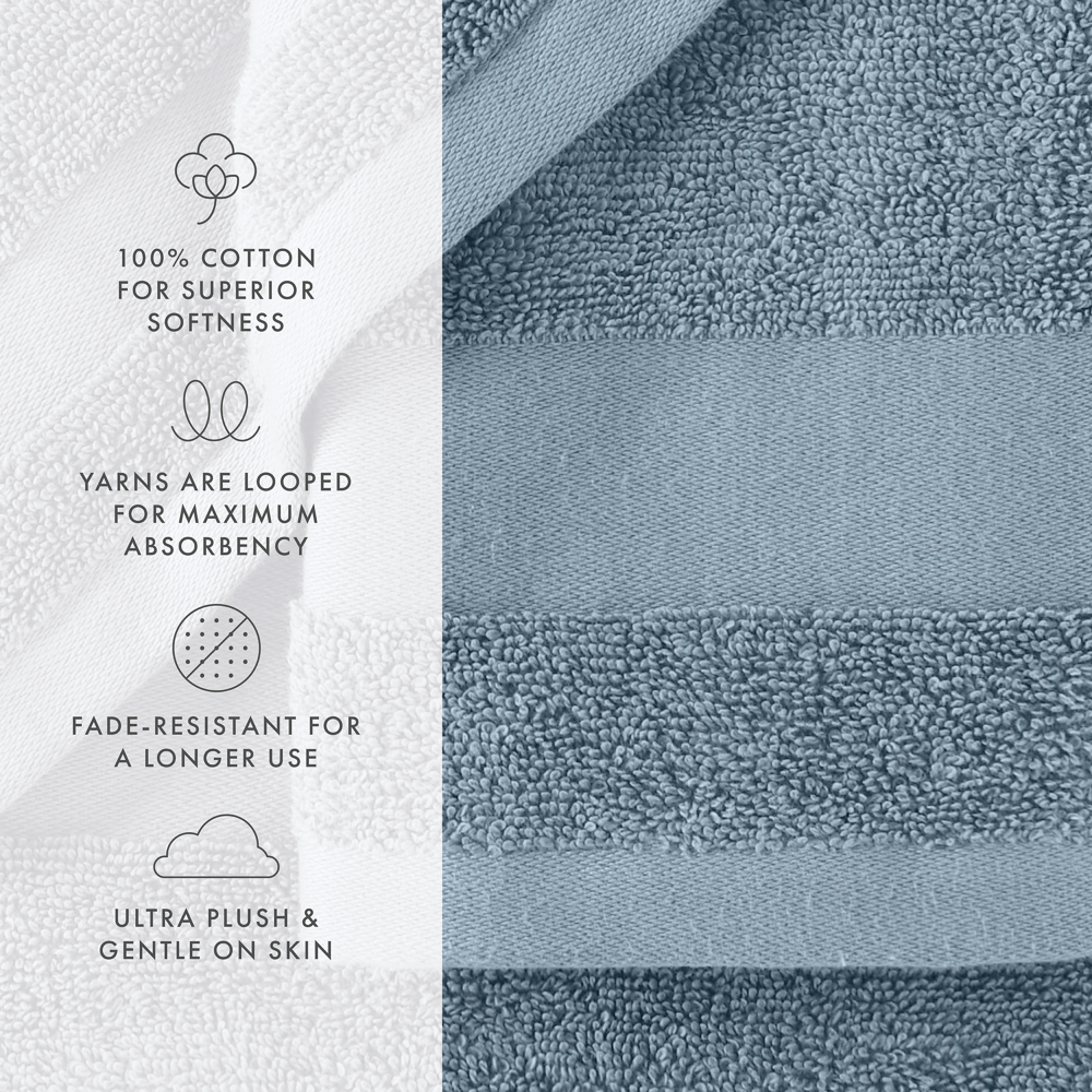 Hotel-Quality Bath, Hand and Wash Towel Sets - 100% Ring Spun Cotton, Ultra Plush, Absorbent