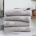 Light Gray 4-piece Hotel-Quality Bath, Hand and Wash Towel Sets - 100% Ring Spun Cotton, Ultra Plush, Absorbent