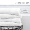 White 4-piece Hotel-Quality Bath, Hand and Wash Towel Sets - 100% Ring Spun Cotton, Ultra Plush, Absorbent