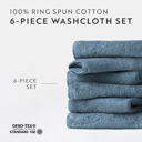 Light Blue 6-piece Hotel-Quality Bath, Hand and Wash Towel Sets - 100% Ring Spun Cotton, Ultra Plush, Absorbent