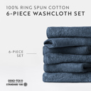 Navy 6-piece Hotel-Quality Bath, Hand and Wash Towel Sets - 100% Ring Spun Cotton, Ultra Plush, Absorbent