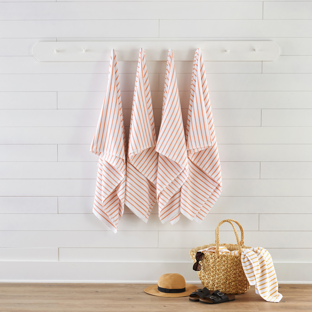 Cabana Stripe Beach Pool Towels - 100% Ring Spun Cotton, Ultra Soft, Plush and highly Absorbent, 30 x 70