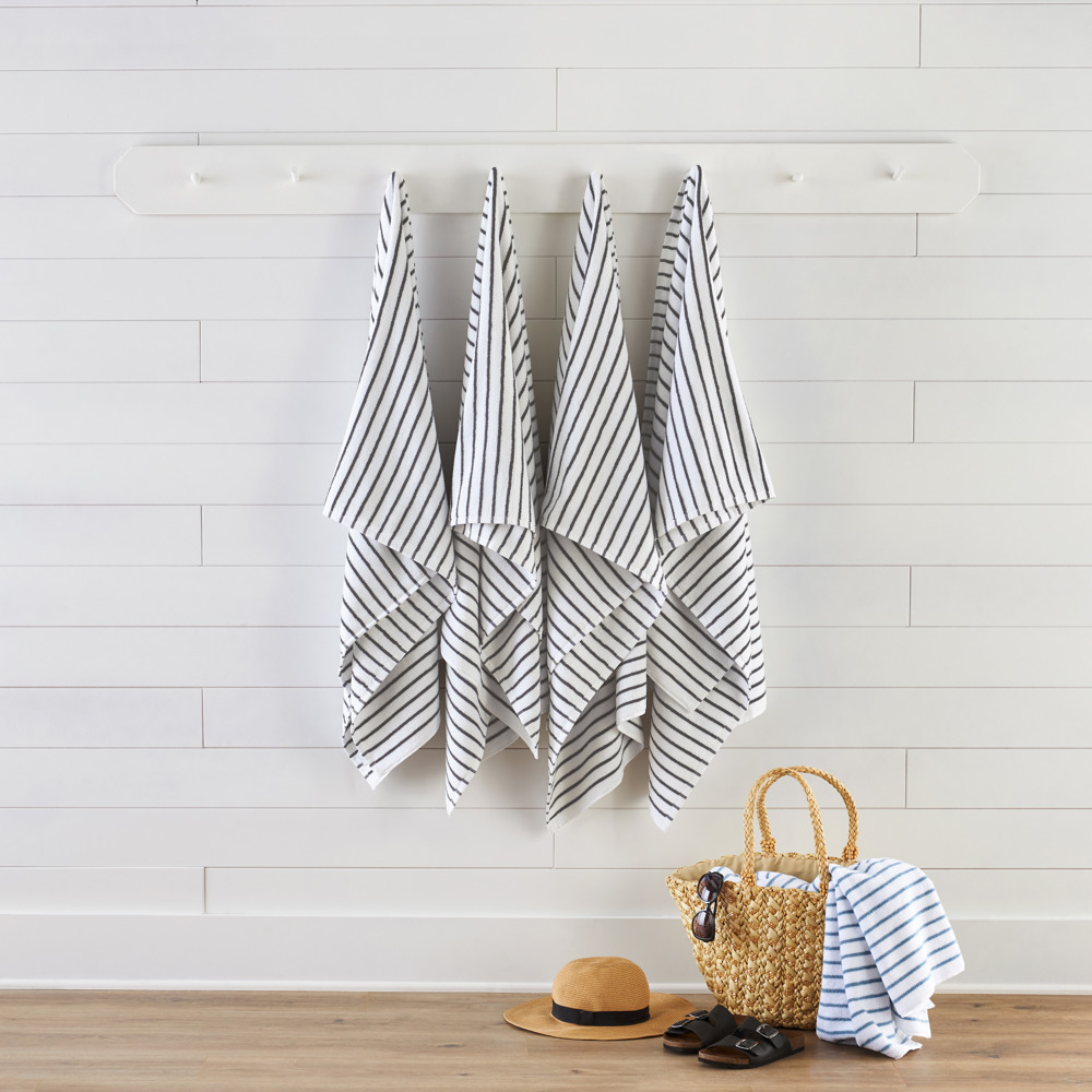 Cabana Stripe Beach Pool Towels - 100% Ring Spun Cotton, Ultra Soft, Plush and highly Absorbent, 30 x 70