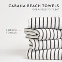 Light Blue 4-piece Cabana Stripe Beach Pool Towels - 100% Ring Spun Cotton, Ultra Soft, Plush and highly Absorbent, 30 x 70