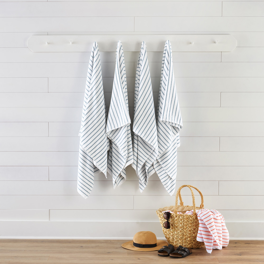 Cabana Stripe Beach Pool Towels - 100% Ring Spun Cotton, Ultra Soft, Plush and highly Absorbent, 30 x 70