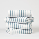 Navy 4-piece Cabana Stripe Beach Pool Towels - 100% Ring Spun Cotton, Ultra Soft, Plush and highly Absorbent, 30 x 70