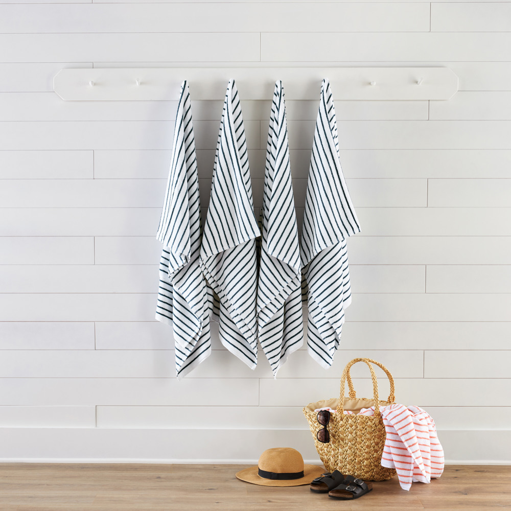 Cabana Stripe Beach Pool Towels - 100% Ring Spun Cotton, Ultra Soft, Plush and highly Absorbent, 30 x 70