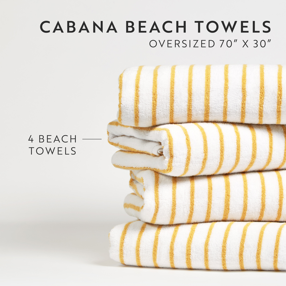 Cabana Stripe Beach Pool Towels - 100% Ring Spun Cotton, Ultra Soft, Plush and highly Absorbent, 30 x 70