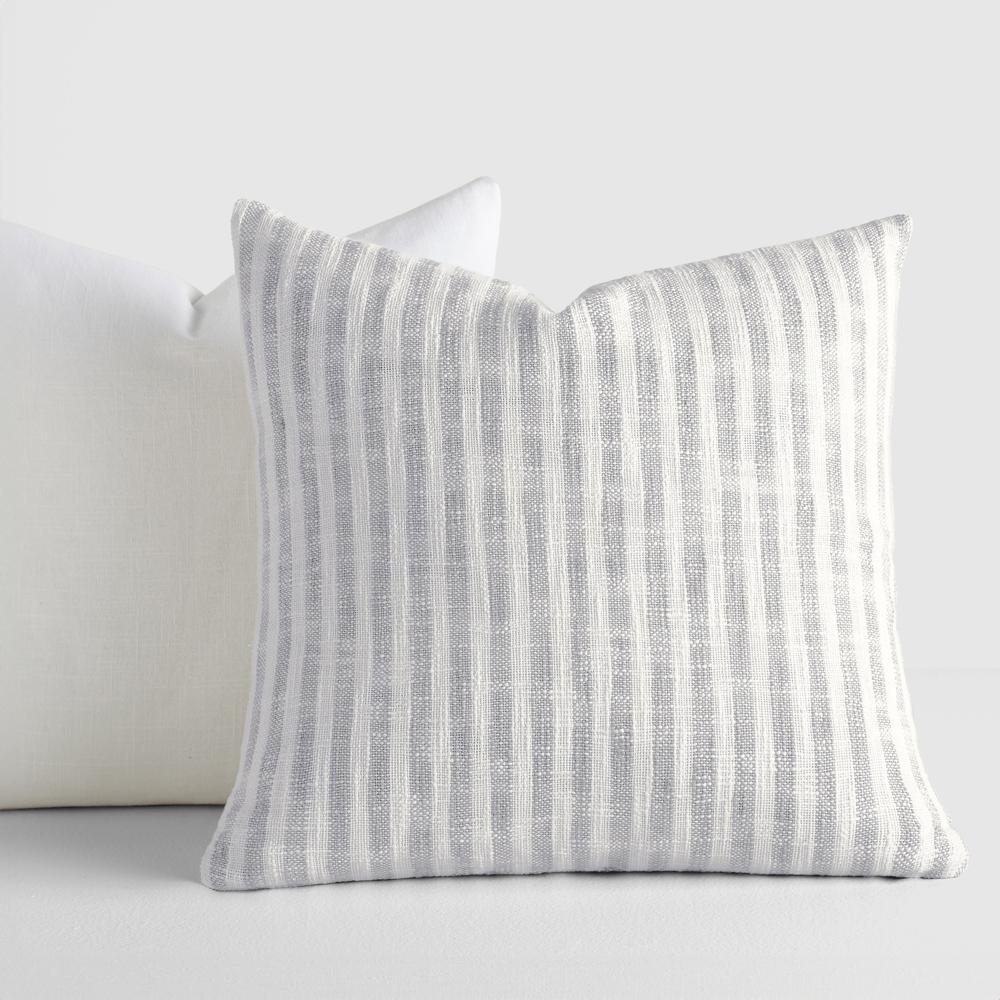 2-Pack Decor Throw Pillows Gray Yarn-Dyed Bengal Stripe and Solid