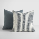  2-Pack Decor Throw Pillows Navy Yarn-Dyed Bengal Stripe and Solid