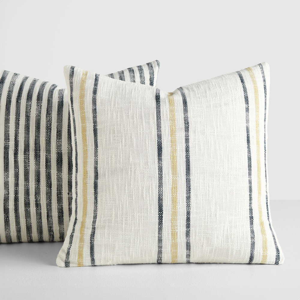 2-Pack Decor Throw Pillows Yarn-Dyed Bengal Stripe and Framed Stripe in Blue