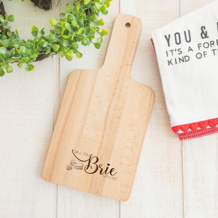 "Will You Brie With Me?" Engraved Wooden Charcuterie Boards – Fun Valentine’s Gift