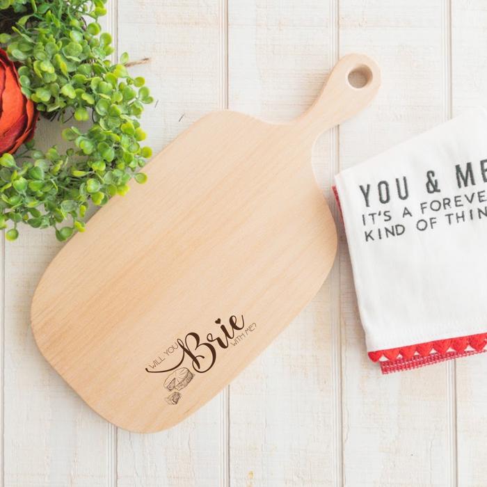 "Will You Brie With Me?" Engraved Wooden Charcuterie Boards – Fun Valentine’s Gift