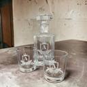  Custom Engraved Whiskey Decanter & Two Custom Engraved Whiskey Glasses