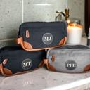  Customizable Toiletry Bag with Leather Patch - Durable, Water-Resistant & Spacious