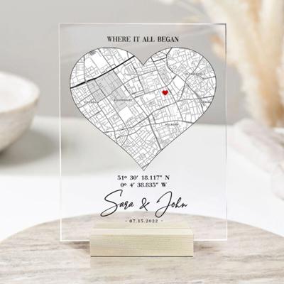 Personalized Acrylic Stand "Where Our Hearts Met" Personalized Acrylic Plaque