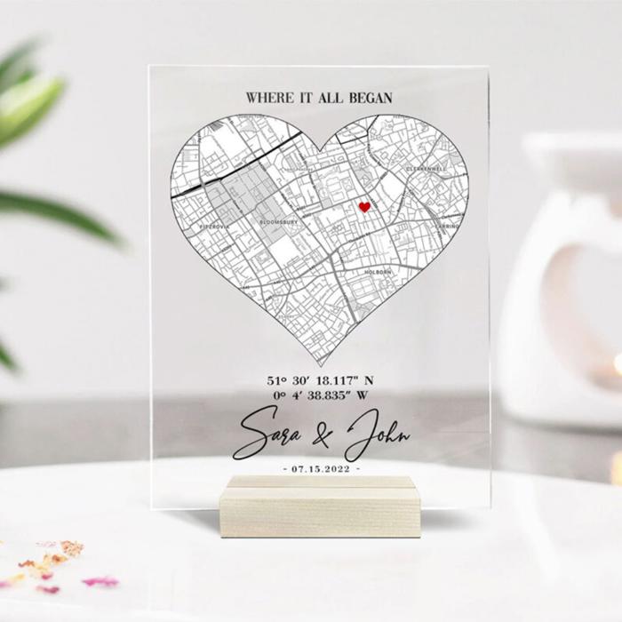 Personalized Acrylic Stand "Where Our Hearts Met" Personalized Acrylic Plaque