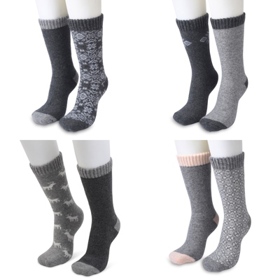 Gaahuu womens 25% wool fully cushioned thermal socks/2 pr pack