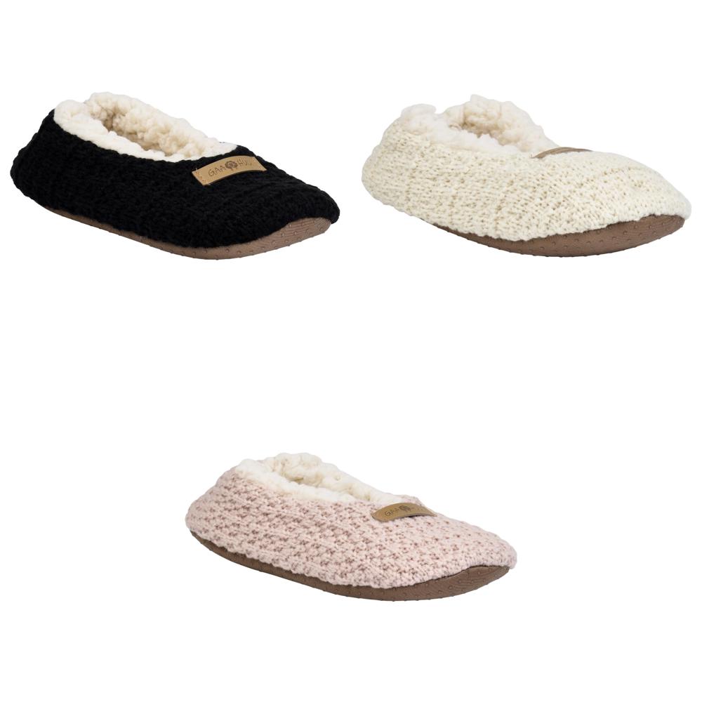 Gaahuu womens textured knit soft sole non slip ballerina slippers