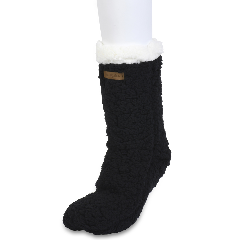 Gaahuu womens faux shearling lined slipper socks with non slip bottom