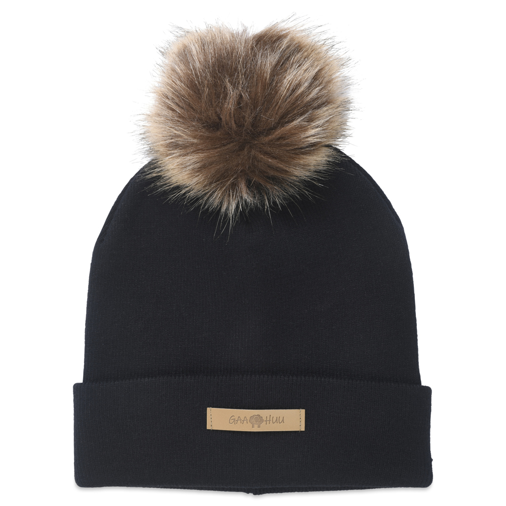 Gaahuu Womens super soft faux fur pom cuff cap