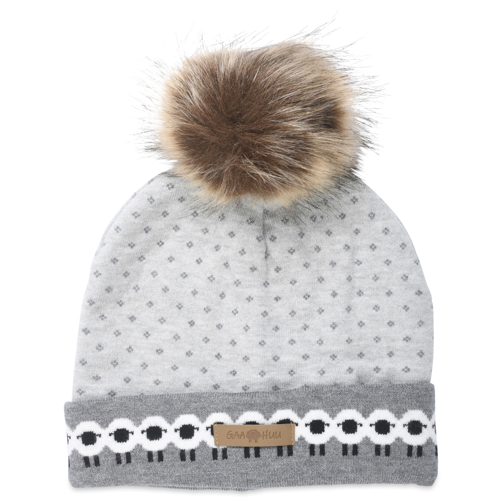 Gaahuu Womens super soft faux fur pom cuff cap