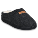 charcoal grey L Gaahuu womens textured knit rib collared faux shearling lined memory foam clog slipper