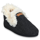 charcoal grey L Gaahuu womens textured knit faux fur collared memory foam slipper boot