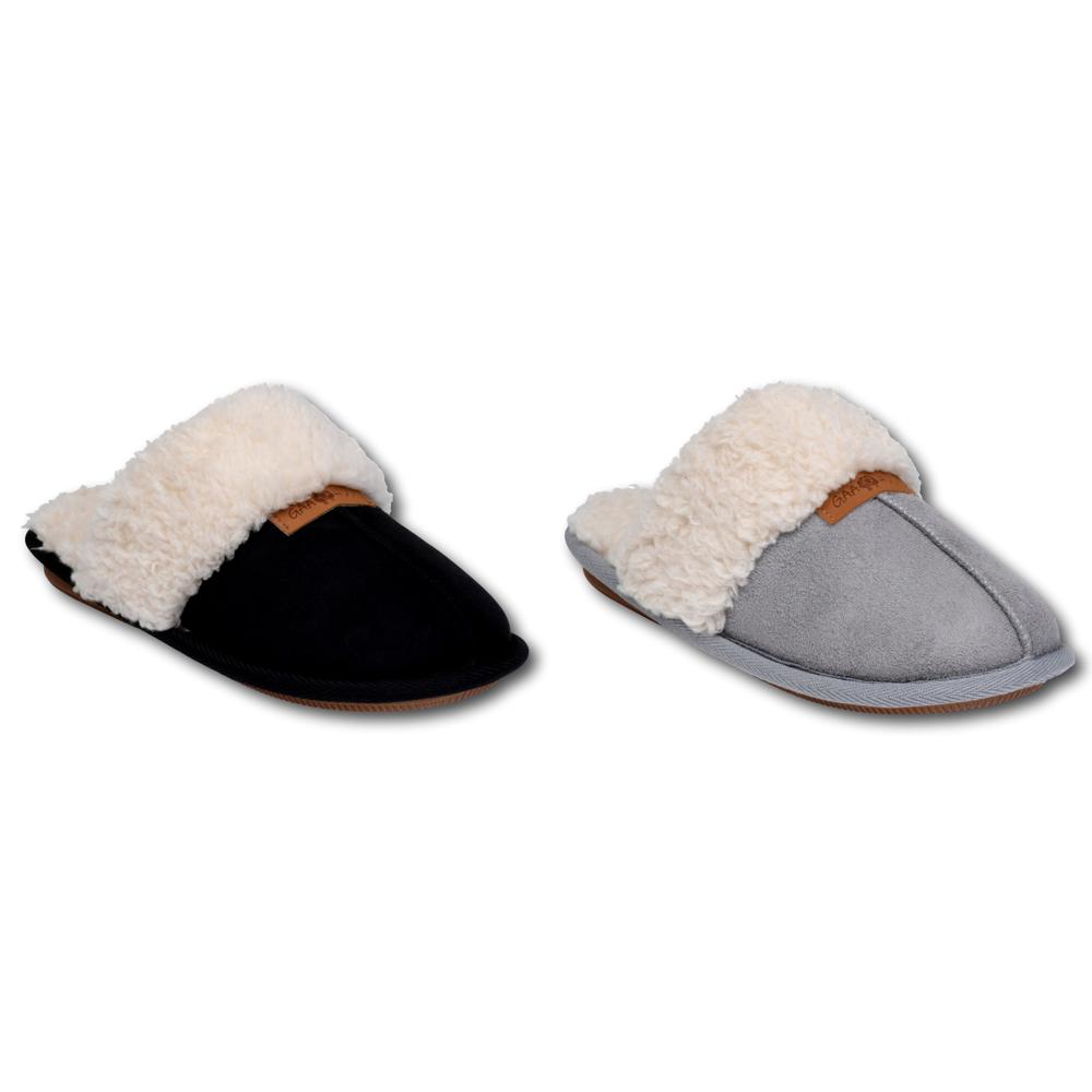 Gaahuu womens polysuede faux shearling lined memory foam scuff slipper