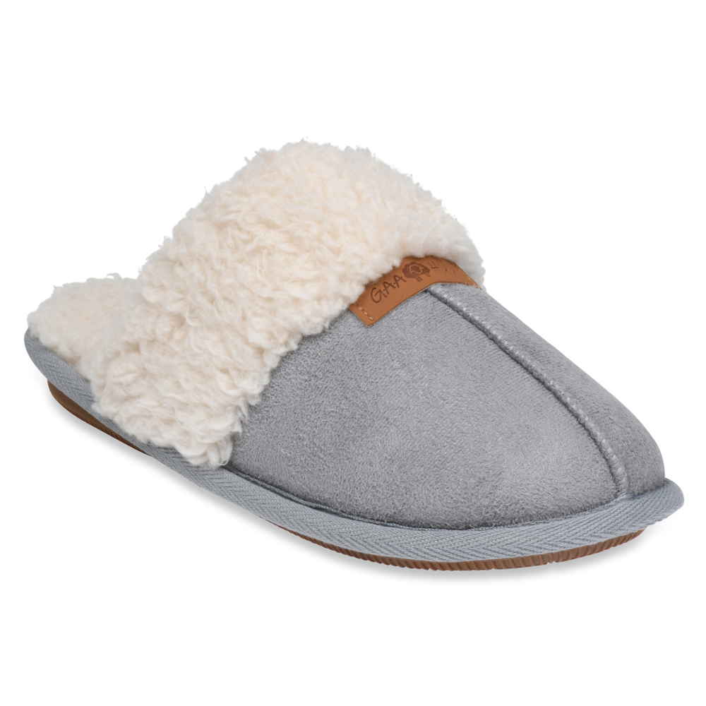 Gaahuu womens polysuede faux shearling lined memory foam scuff slipper