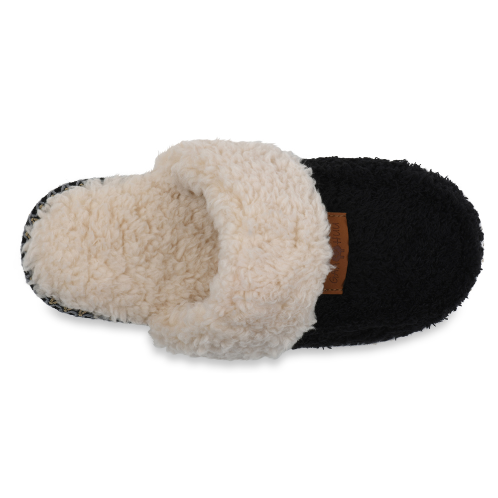 Gaahuu cozee fleece faux shearling lined memory foam mocassin scuff slipper