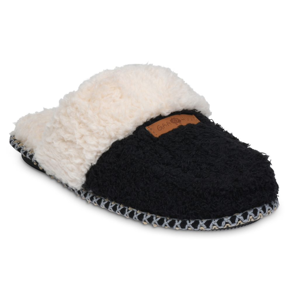 Gaahuu cozee fleece faux shearling lined memory foam mocassin scuff slipper