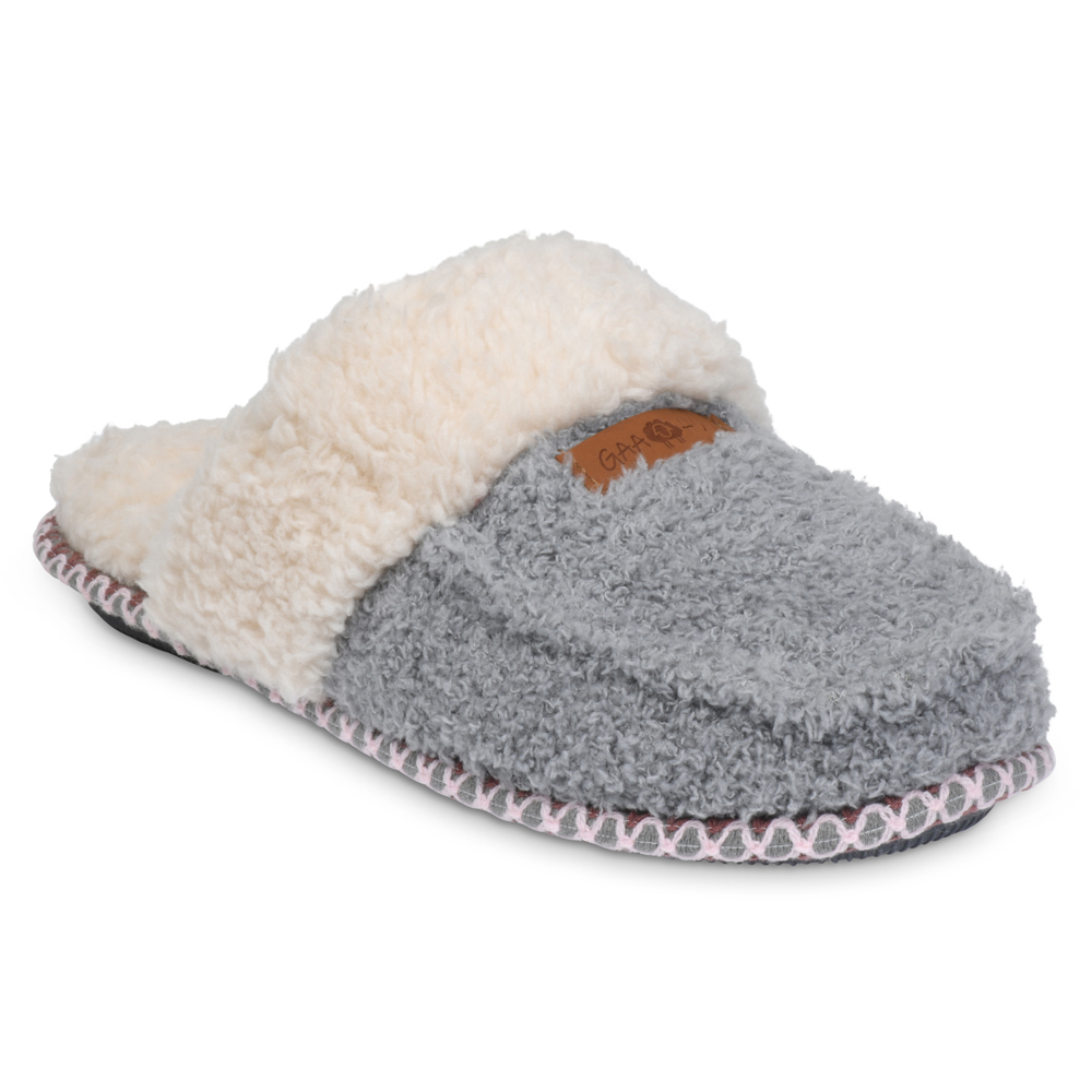 Gaahuu cozee fleece faux shearling lined memory foam mocassin scuff slipper