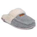 grey L Gaahuu cozee fleece faux shearling lined memory foam mocassin scuff slipper