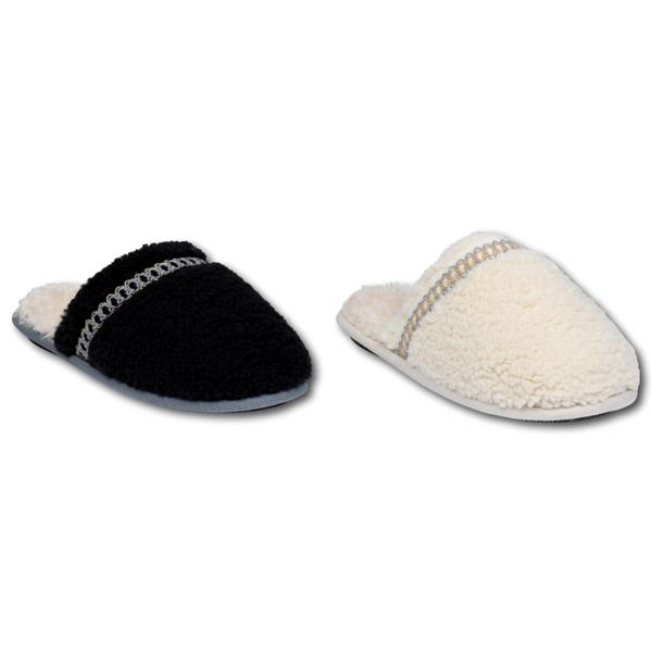 Gaahuu womens berber tape trimmed faux shearling lined memory foam scuff slippers