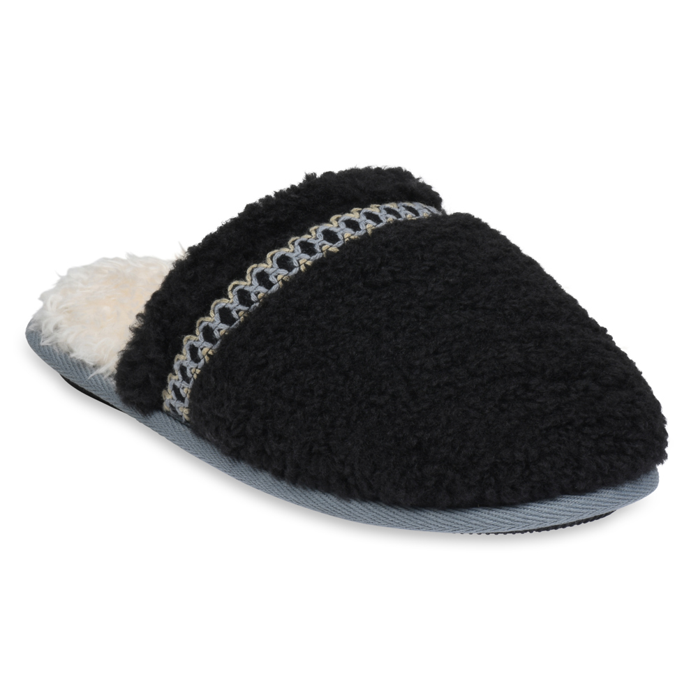 Gaahuu womens berber tape trimmed faux shearling lined memory foam scuff slippers