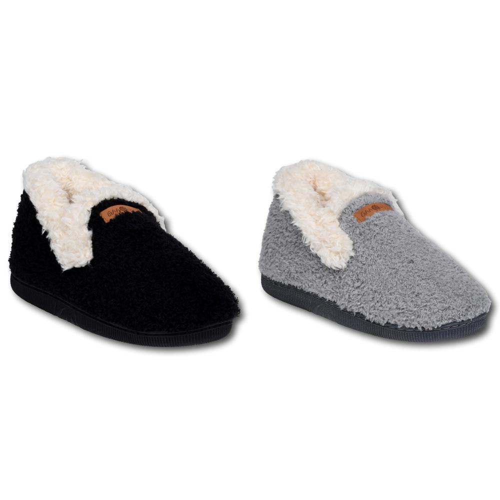 Gaahuu womens cozee fleece faux shearling collared memory foam slipper boot