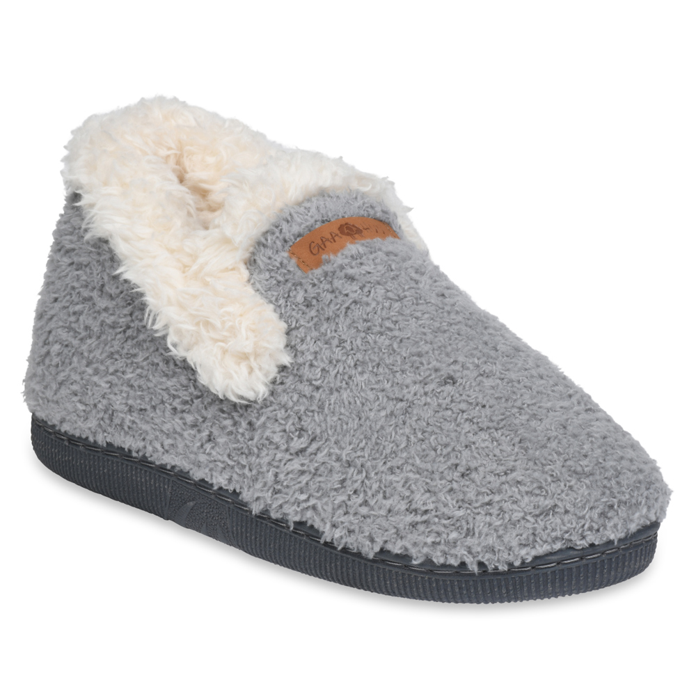 Gaahuu womens cozee fleece faux shearling collared memory foam slipper boot