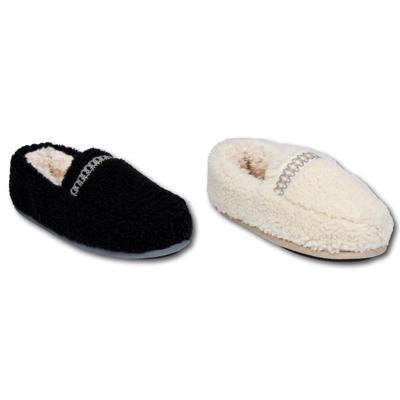 Gaahuu womens berber faux shearling lined tape trimmed memory foam mocassin slipper