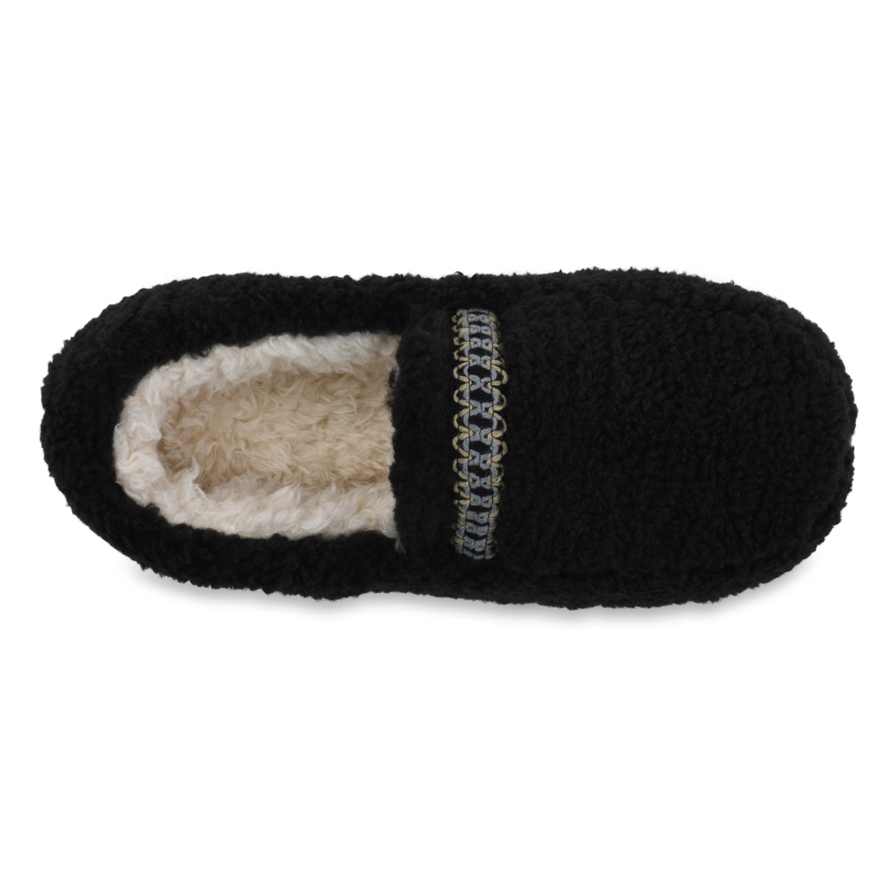 Gaahuu womens berber faux shearling lined tape trimmed memory foam mocassin slipper