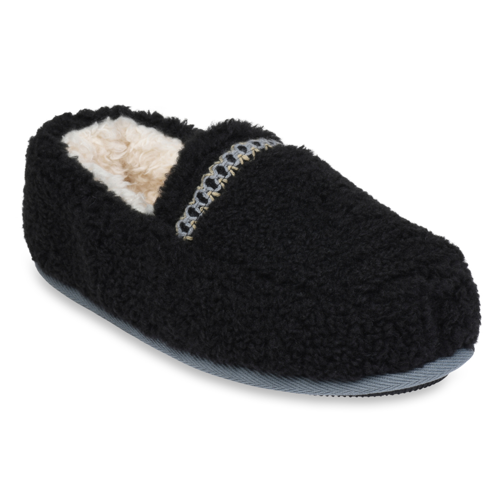 Gaahuu womens berber faux shearling lined tape trimmed memory foam mocassin slipper