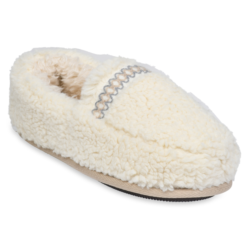 Gaahuu womens berber faux shearling lined tape trimmed memory foam mocassin slipper