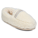 natural L Gaahuu womens berber faux shearling lined tape trimmed memory foam mocassin slipper