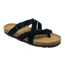 black Size 11 Gaahuu womens leather braided criss cross memory foam footbed sandal